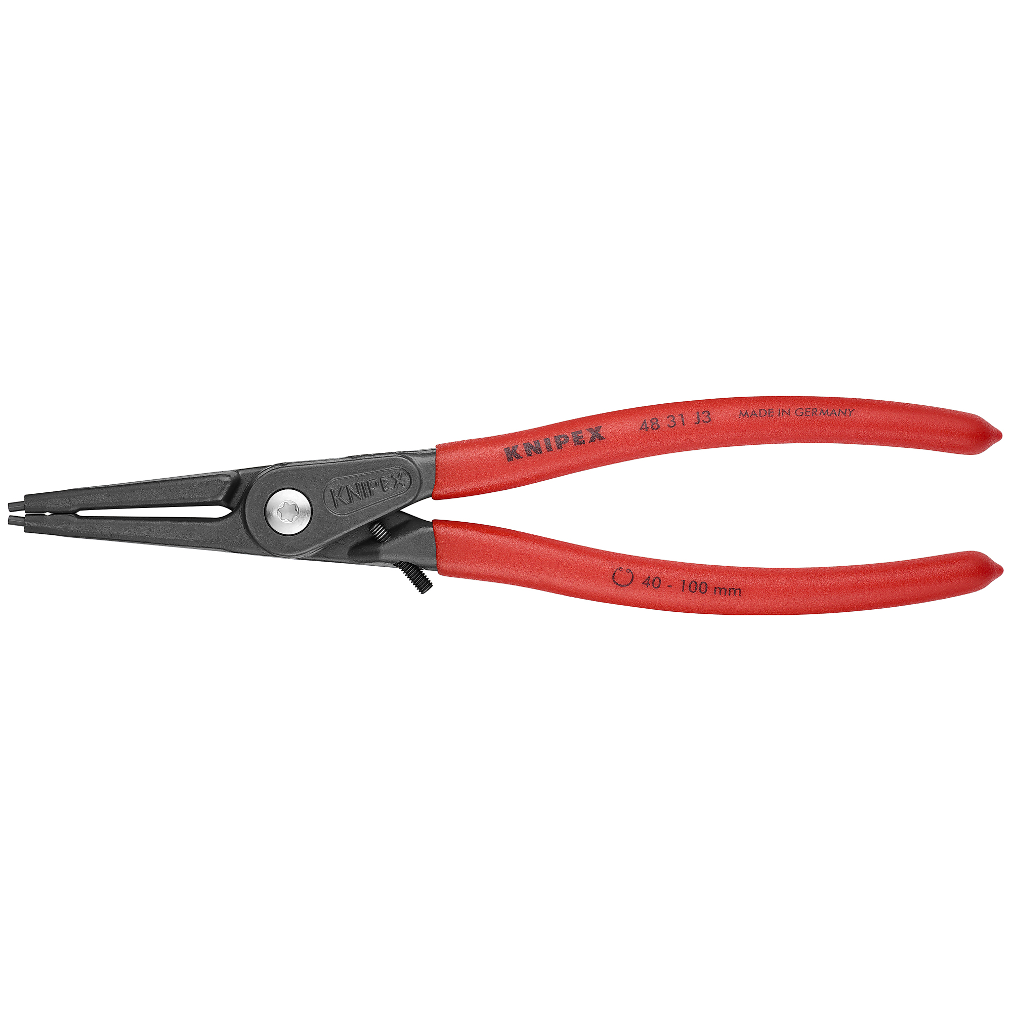 KNIPEX Precision Internal Snap Ring Pliers - 9in., 3/32in. Tip, Steel, Overexpansion Limiter, Model# 48 31 J3